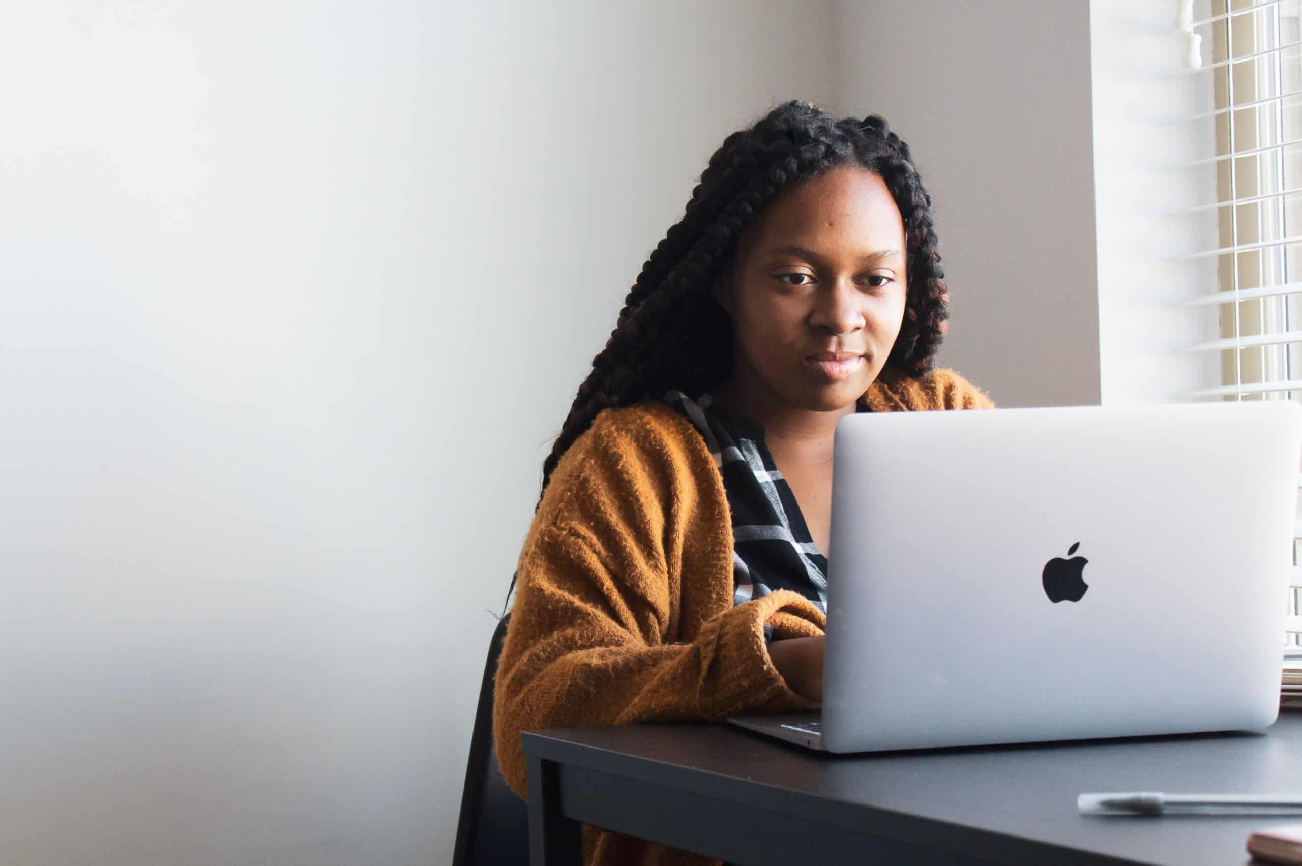 Woman using her laptop